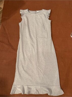 Old Navy Light Gray Ruffle-Hem Midi Dress